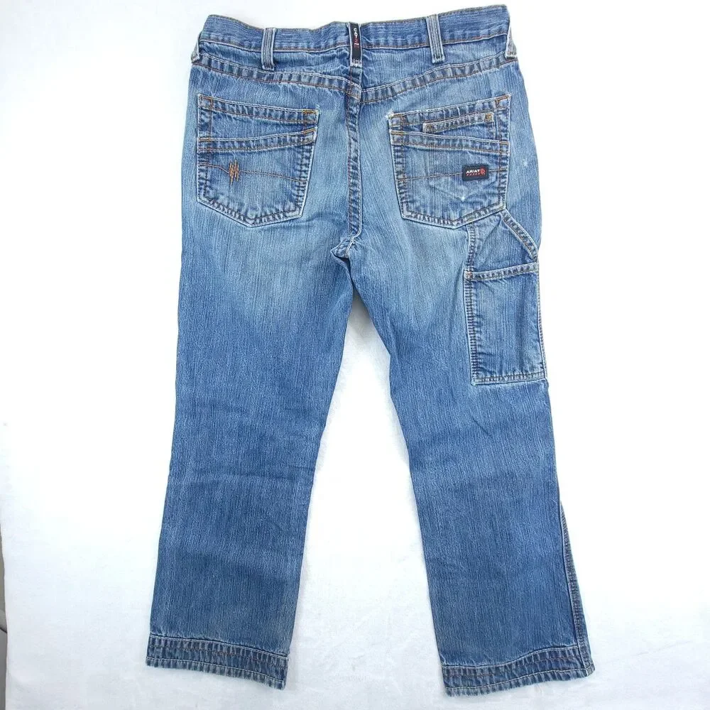 Ariat FR Jeans Mens 33x30 (33x28) Blue M4 Low Rise Boot WorkWear Denim CAT2 HRC2